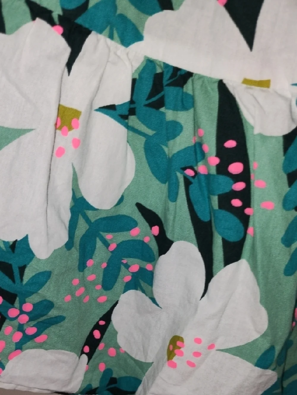 THML Women's  Floral Ruffle Tiered Top - Teal & White - Picture 6 of 6